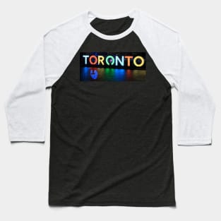 Toronto Sign All Lit Up With Umbrella Silhoette Baseball T-Shirt